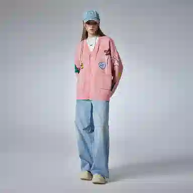 Guuka V-Neck Cardigan Pink