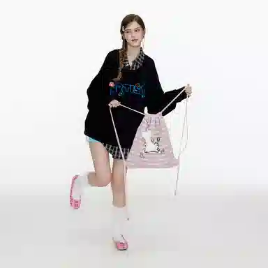 Guuka College Style Knit Heart Letter Pullover