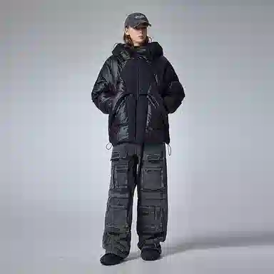 Guuka Creative Letter Embroidery Down Jacket Black