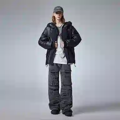 Guuka Creative Letter Embroidery Down Jacket Black