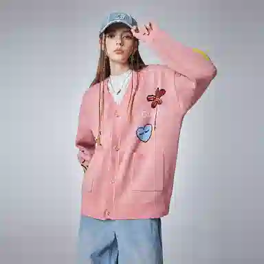 Guuka V-Neck Cardigan Pink