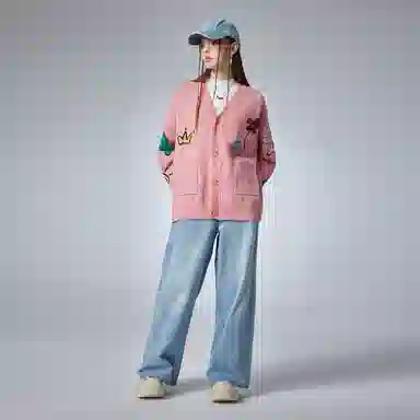 Guuka V-Neck Cardigan Pink