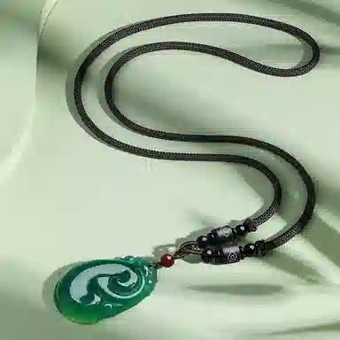 翠雅金楼 如意祥云平安锁转运 气质款 玉髓 玉石吊坠 男女同款情侣款 玉髓