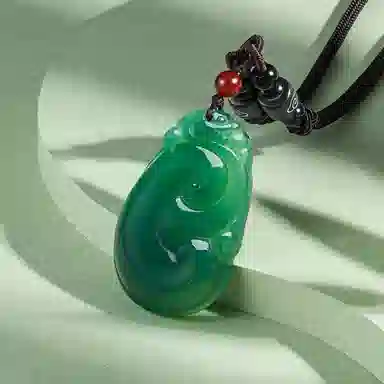 翠雅金楼 如意祥云平安锁转运 气质款 玉髓 玉石吊坠 男女同款情侣款 玉髓