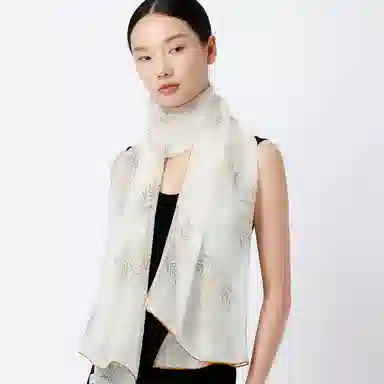 丝界 时尚轻薄珍珠纱真丝百搭长巾 丝巾 女款