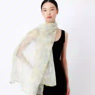 丝界 时尚轻薄珍珠纱真丝百搭长巾 丝巾 女款