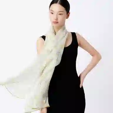 丝界 时尚轻薄珍珠纱真丝百搭长巾 丝巾 女款