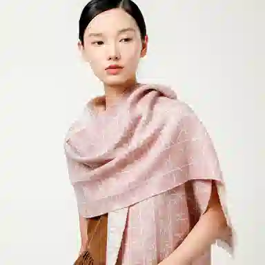 丝界 时尚双面提花经典百搭羊毛 绒线围巾 女款