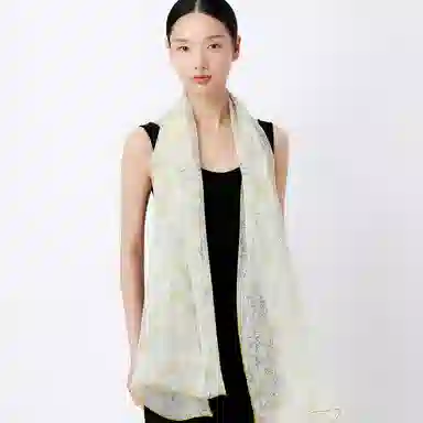 丝界 时尚轻薄珍珠纱真丝百搭长巾 丝巾 女款