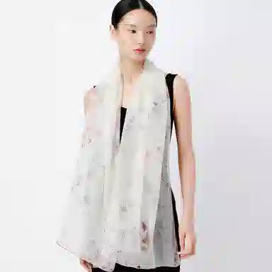 丝界 时尚轻薄珍珠纱真丝百搭长巾 丝巾 女款