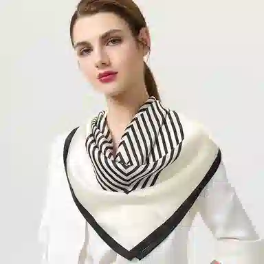 丝界 时尚百搭条纹真丝披肩领巾 丝巾 女款