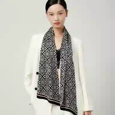 丝界 经典时尚百搭通勤真丝领巾百变 丝巾 女款