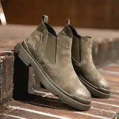 品乙 二层猪皮 经典时尚 透气舒适 通勤潮流 及踝 切尔西靴 男款