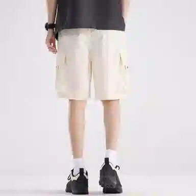 稻草人 工装薄款美式潮牌外穿运动五分休闲短裤 男女同款