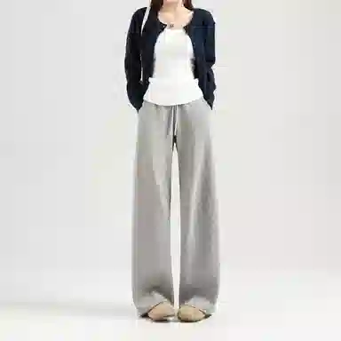 莫代尔 美式街头风低腰竹节面料抽绳香蕉裤休闲裤 女款