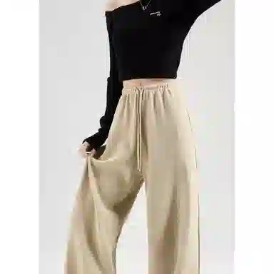 莫代尔 美式街头风低腰竹节面料抽绳香蕉裤休闲裤 女款