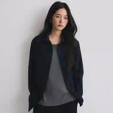 莫代尔 静奢风极简通勤风纯棉斜纹磨毛长袖衬衫 女款