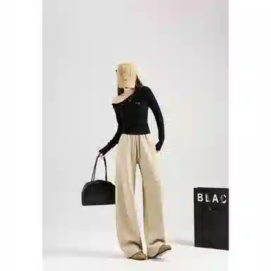 莫代尔 美式街头风低腰竹节面料抽绳香蕉裤休闲裤 女款