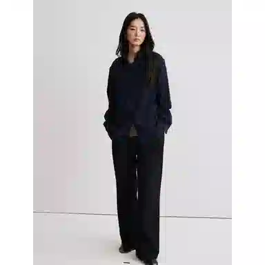 莫代尔 静奢风极简通勤风纯棉斜纹磨毛长袖衬衫 女款