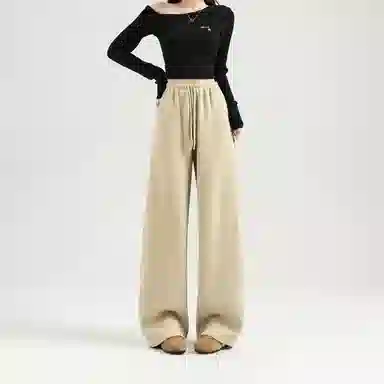 莫代尔 美式街头风低腰竹节面料抽绳香蕉裤休闲裤 女款