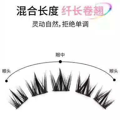 酷乐丝 犬系圆眼假睫毛 单簇自然纤长款分段式懒人三部曲