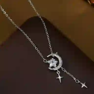 良碧 星月浪漫 美少女闪耀气质简约甜灵动森系小清新学院风时尚小众设计轻奢百搭通勤氛围感 冷淡风锁骨链 合金 项链 女款