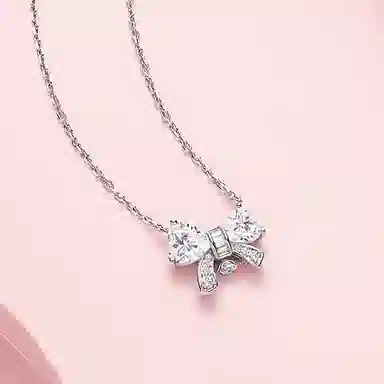 良碧 恋心灵动蝴蝶结闪耀灵动 田园风森系甜美冷淡风小众设计轻奢气质闪钻浪漫简约百搭精致学院风 锁骨链 合金 项链 女款