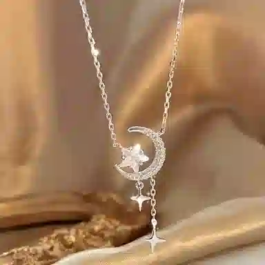 良碧 星月浪漫 美少女闪耀气质简约甜灵动森系小清新学院风时尚小众设计轻奢百搭通勤氛围感 冷淡风锁骨链 合金 项链 女款