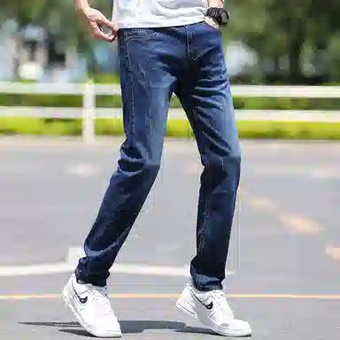 羽浅 夏季速干透气舒适个性百搭弹力修身直筒痞帅耐穿牛仔裤 男款