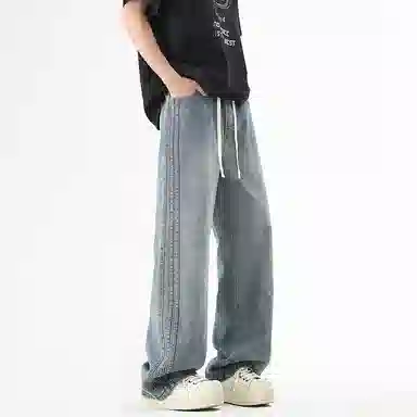 羽浅 美式高街宽松直筒休闲长裤牛仔裤 男女同款