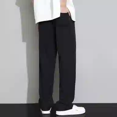 羽浅 纯色宽松高街直筒垂直拖地抽绳松紧腰阔腿休闲裤 男女同款