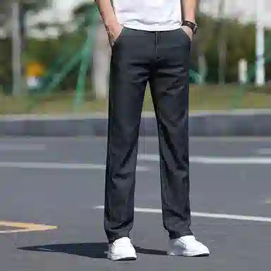 羽浅 高档舒适天丝莱赛尔时尚长裤夏季轻薄百搭商务休闲大码裤子潮流后袋小标识宽松直筒牛仔裤 男款