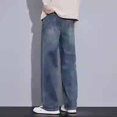 羽浅 秋冬季潮牌复古休闲宽松显瘦阔腿长裤潮流怀旧时尚耐磨百搭直筒牛仔裤 男款