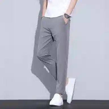 羽浅 薄款纯色日常通勤百搭舒适简约直筒垂感休闲裤 男款