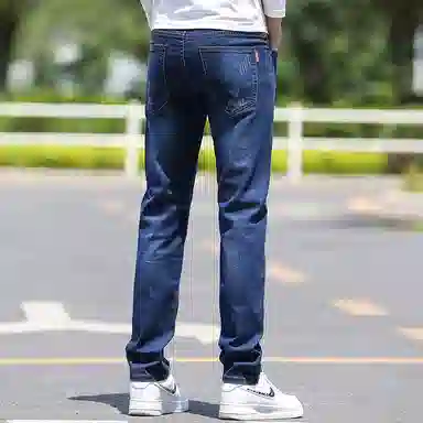 羽浅 夏季速干透气舒适个性百搭弹力修身直筒痞帅耐穿牛仔裤 男款
