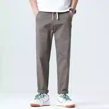 羽浅 夏季轻薄透气舒适棉弹锥形裤时尚小标识运动长裤潮流百搭宽松显瘦休闲裤 男款