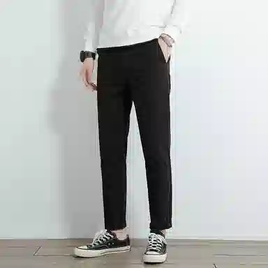 羽浅 韩版潮流百搭简约痞帅修身锥形小脚通勤运动九分休闲裤 男款