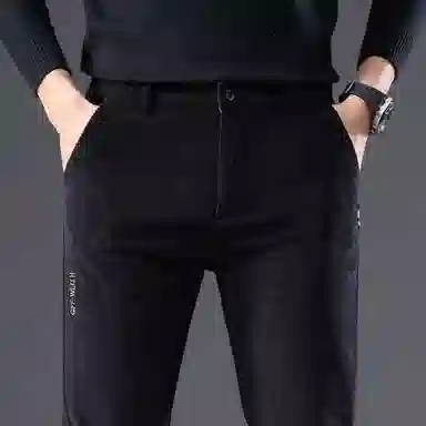 羽浅 潮牌灯芯绒舒适弹力长裤秋冬时尚刺绣百搭条绒磨毛裤子潮流修身直筒休闲裤 男款