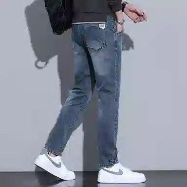 羽浅 夏季薄款九分潮牌百搭运动休闲牛仔裤 男款