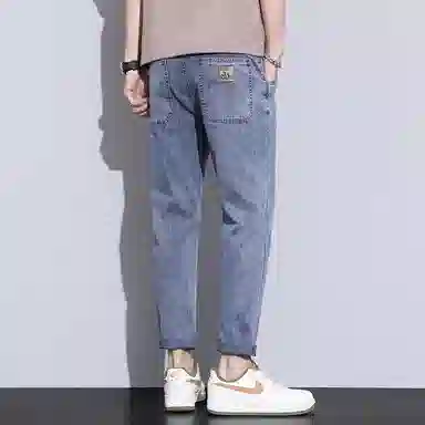 羽浅 时尚复古时尚个性舒适直筒九分牛仔裤 男款