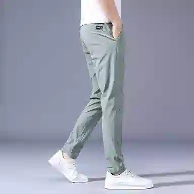 羽浅 夏天薄款冰丝运动长裤潮流弹力修身时尚简约百搭休闲裤 男款