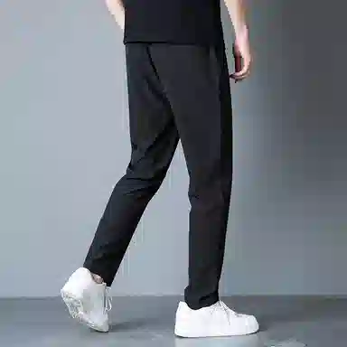 羽浅 夏季薄款凉感冰丝裤潮流拉链口袋运动长裤时尚简约百搭弹力休闲裤 男款