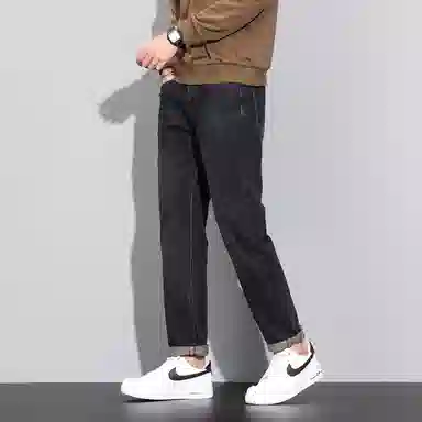 羽浅 潮牌美式青年宽松直筒百搭牛仔裤 男款