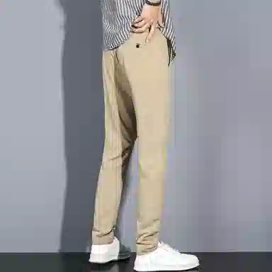 羽浅 夏季薄款直筒百搭舒适纯色弹力潮流时尚个性小脚休闲裤 男款