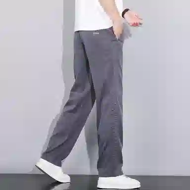 羽浅 潮流莱赛尔天丝弹力长裤时尚精致小标百搭直筒休闲裤 男款