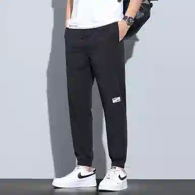 羽浅 日系潮流时尚松紧工装九分宽松休闲裤 男款