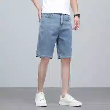 羽浅 夏季高档莱赛尔舒适五分裤休闲百搭中裤潮牌修身显瘦牛仔短裤 男款
