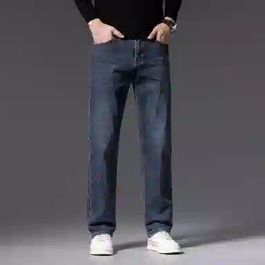 羽浅 宽松弹力直筒商务休闲时尚百搭牛仔裤 男款