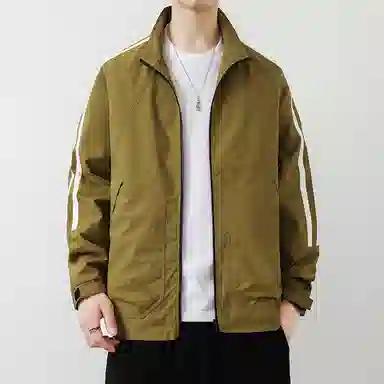 羽浅 潮牌条纹休闲百搭立领夹克外套 男款