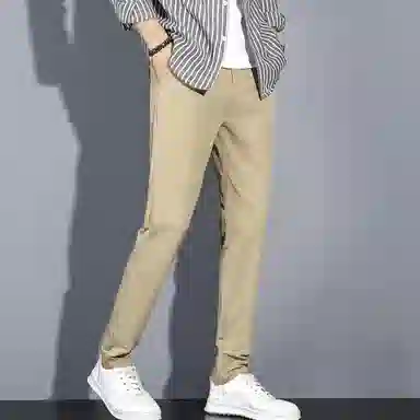 羽浅 夏季薄款直筒百搭舒适纯色弹力潮流时尚个性小脚休闲裤 男款
